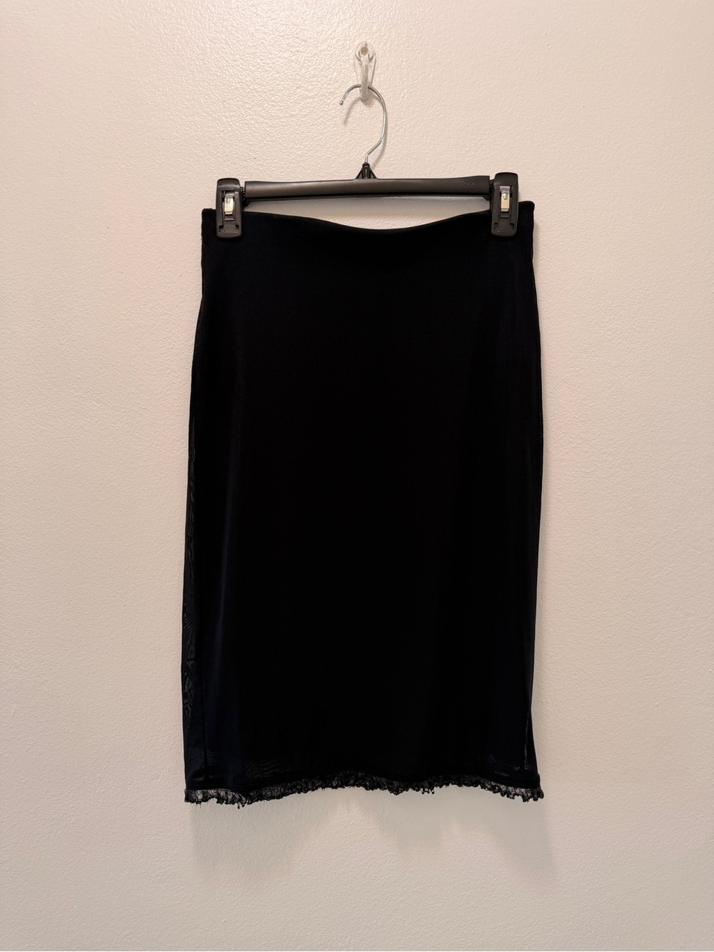 Vintage 90s XOXO Black Sheer Mesh Midi Skirt Size S 4